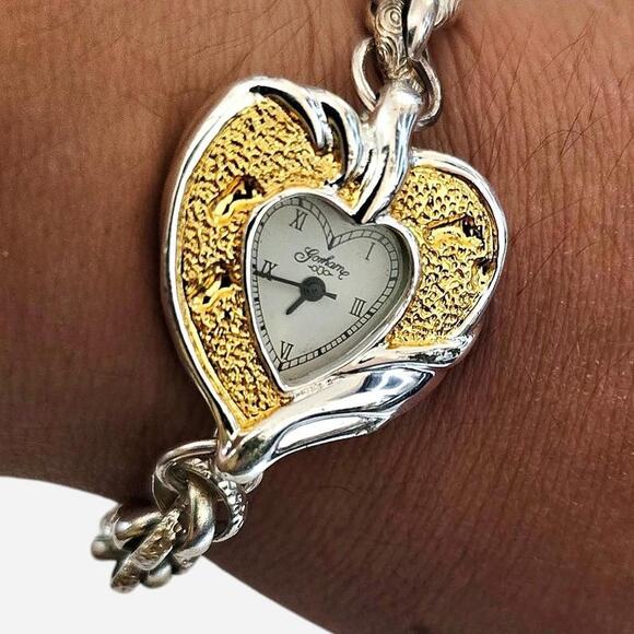 Working 90s Gorham Heart Watch - Sterling Silver Band main image 3